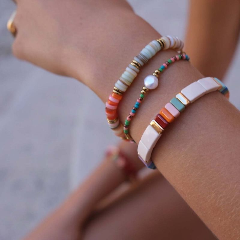 Armbånd - Emaljert White Rainbow 