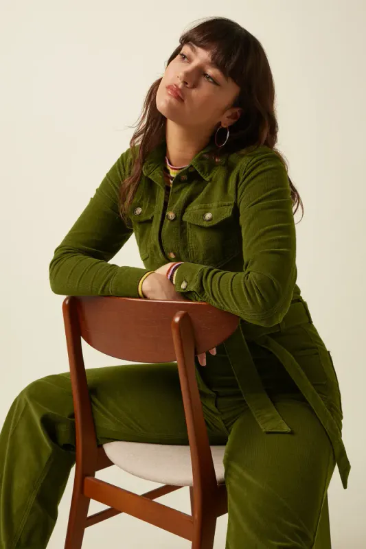 Mia Cord jumpsuit - Posey Green