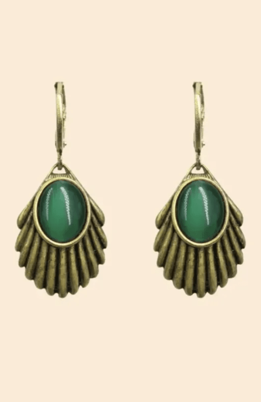 Venus Øredobber - Emerald old gold 
