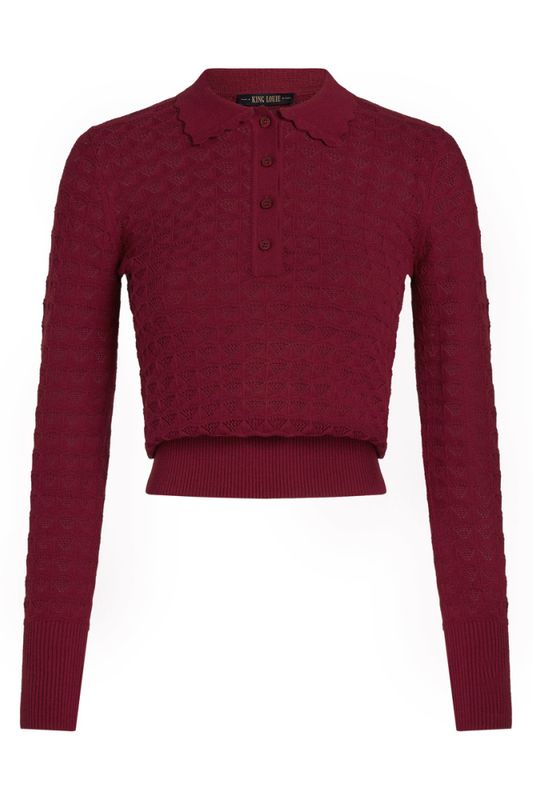 Polo Avel strikket topp - Rhubarb Red